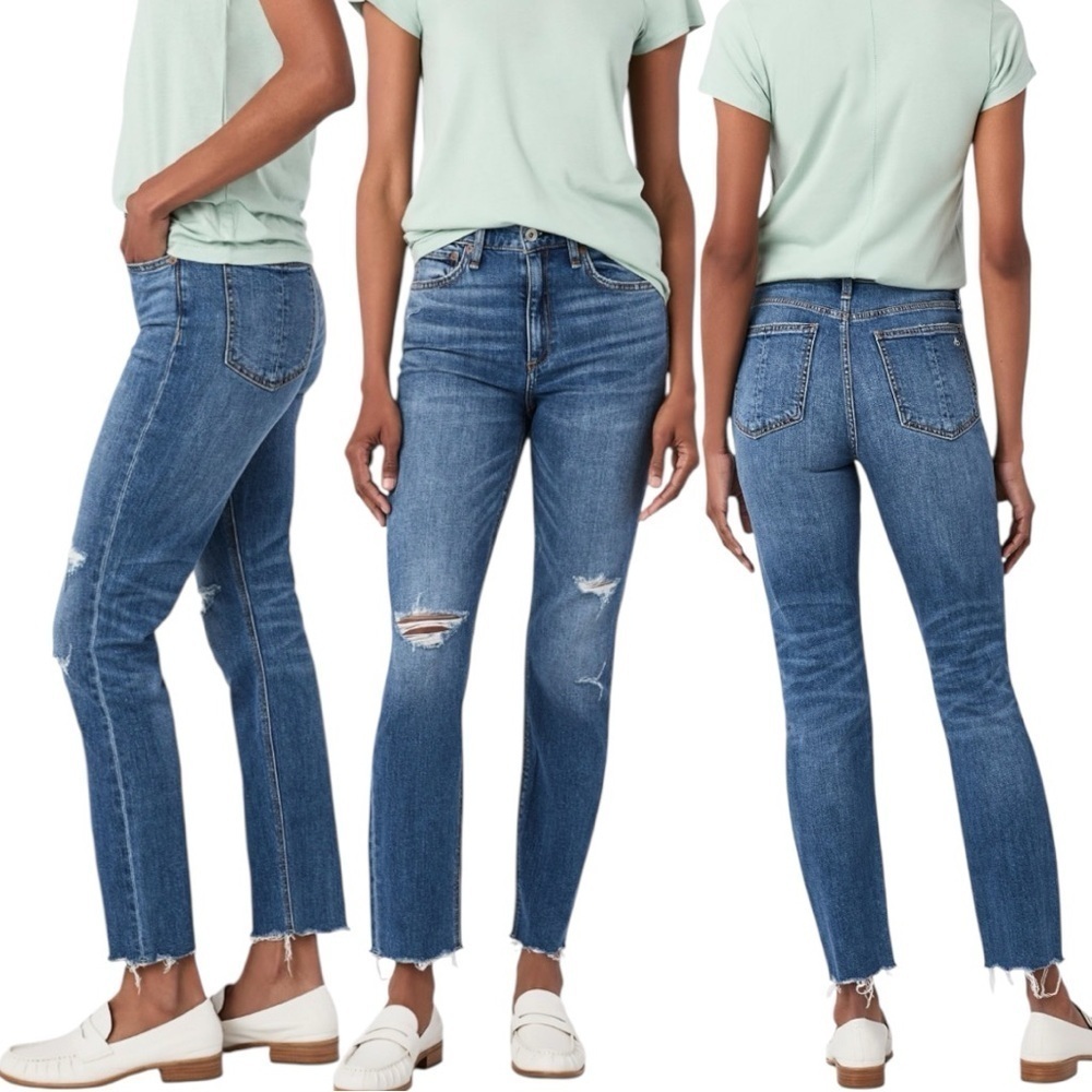 Rag & Bone Nina Cigarette Skyline High-Rise Comfort Stretch Jean Straight Sz 25